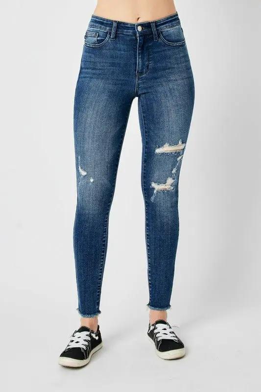 Judy Blue Full Size High Waist Distressed Skinny Jeans - Love Salve